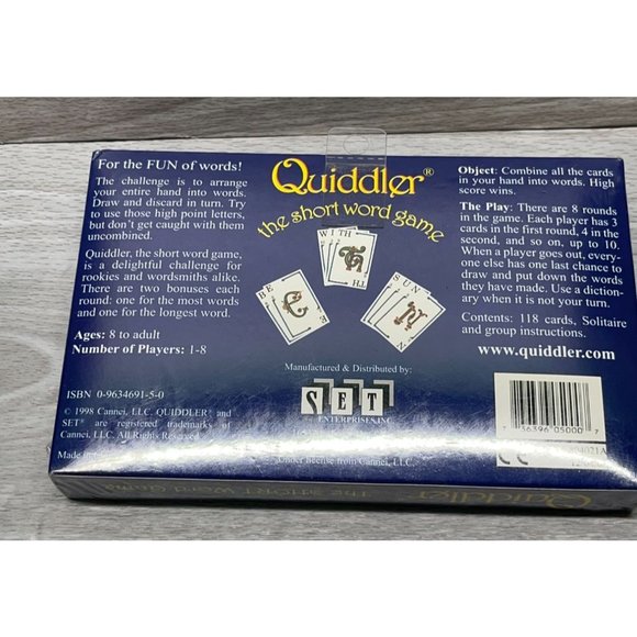 Quiddler Short Word Card Game For The Fun Of Words Vintage 1998 New - Picture 2 of 5